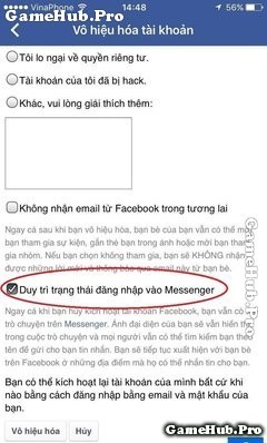 Thủ thuật dùng Messenger khi xóa/khóa tài khoản Facebook