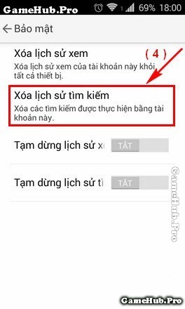 Thủ thuật xóa lịch sử đả xem Youtube trên điện thoại