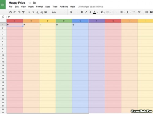 Cách biến trang tính Google Sheet thành bảng màu cầu vồng