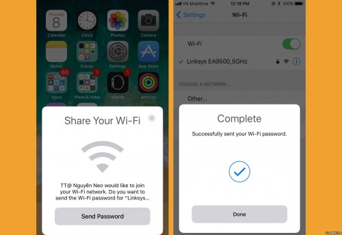 Thủ thuật chia sẻ WiFi không cần Mật Khẩu trên iOS 11