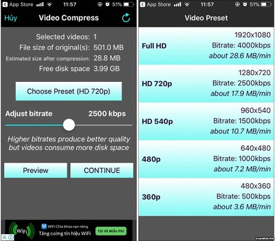 Những cách giảm dung lượng Video trên iOS (iPhone/iPad)