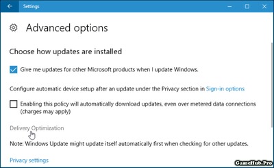 Cách giới hạn băng thông download Windows Update trên Win 10