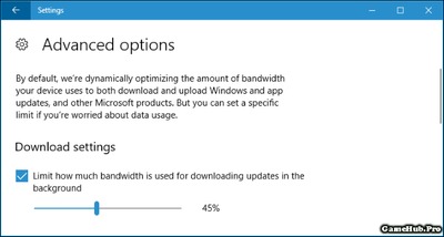 Cách giới hạn băng thông download Windows Update trên Win 10